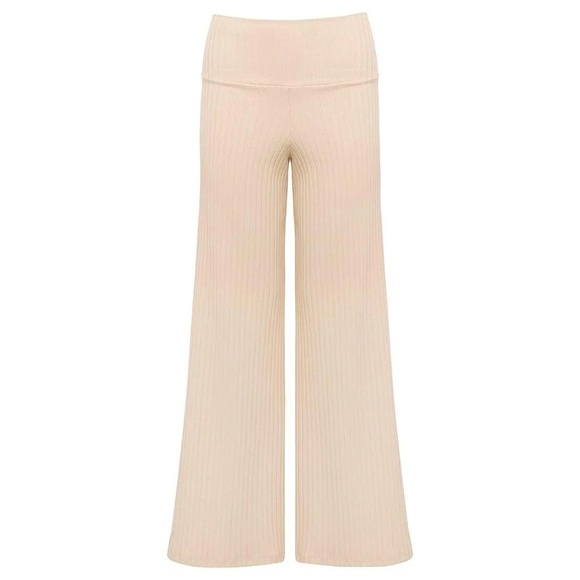 Montce Pants - Montce Beige Wide Rib Wide Leg Pant Small High Waist